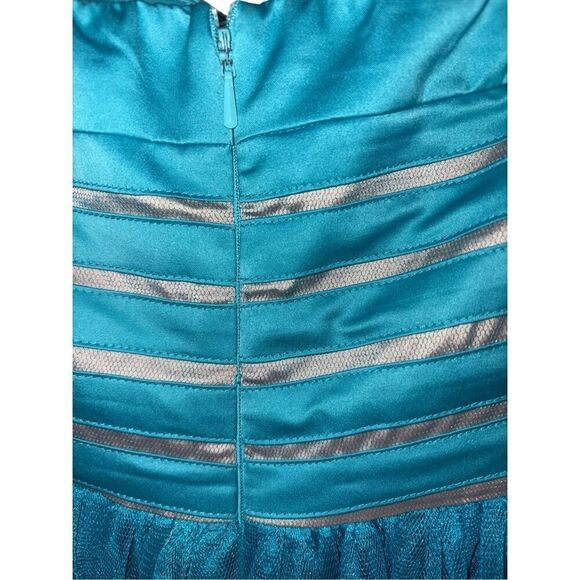 Vintage Cerulean Blue Corset & Tulle Strapless Dress - Picture 4 of 16